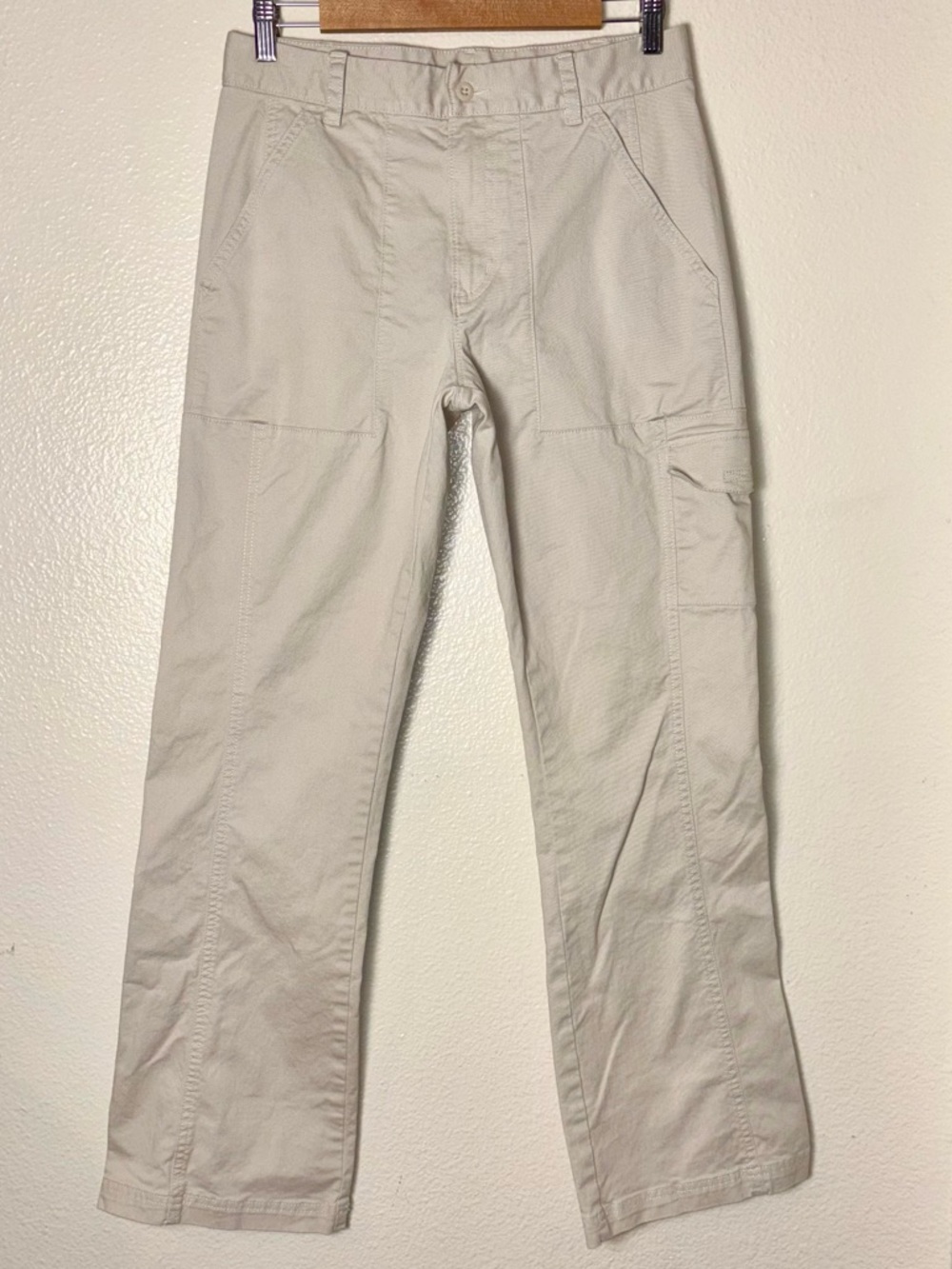 Columbia Women's Utility Pants Straight leg Cargo Pocket Size 10 cream/beige - Picture 4 of 16